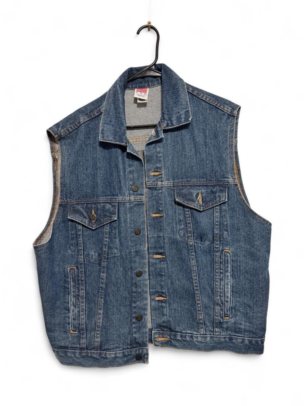 Vintage Medium International Association of Machinists Denim Jean Vest Alamo Y2K